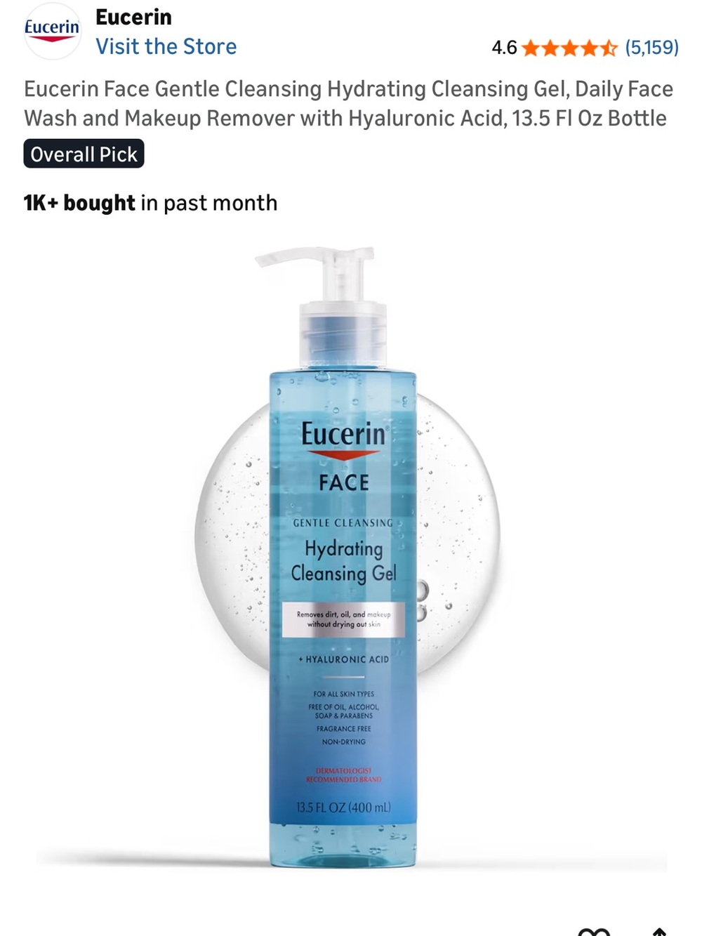 Eucerin Hydrating Cleansing Gel — Blue